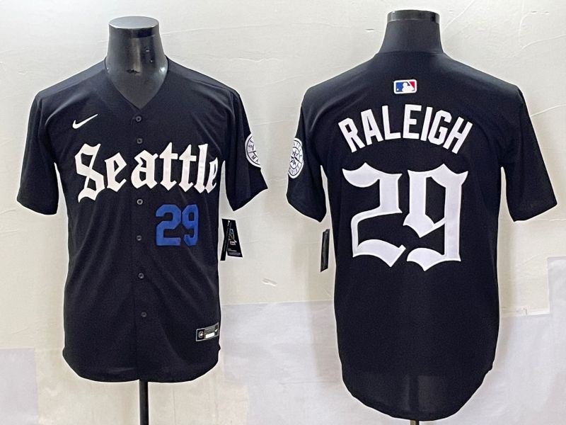 Men 2025 Seattle Mariners 29 Raleigh Black Five generations Joint Name Nike MLB Jersey style 6234
